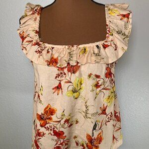 Evereve Floral Ruffle Tank Top - Cream, Red, Yellow